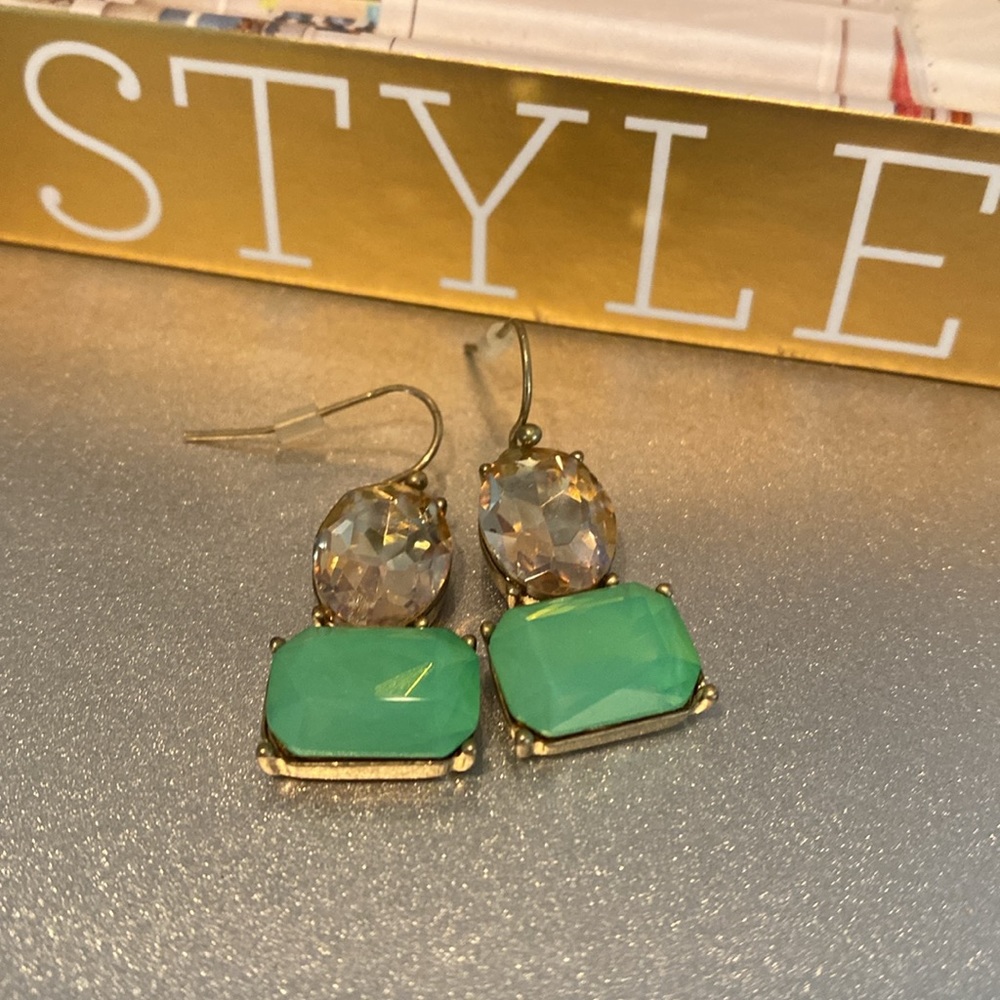 AQUA TONE STONE DROP EARRINGS